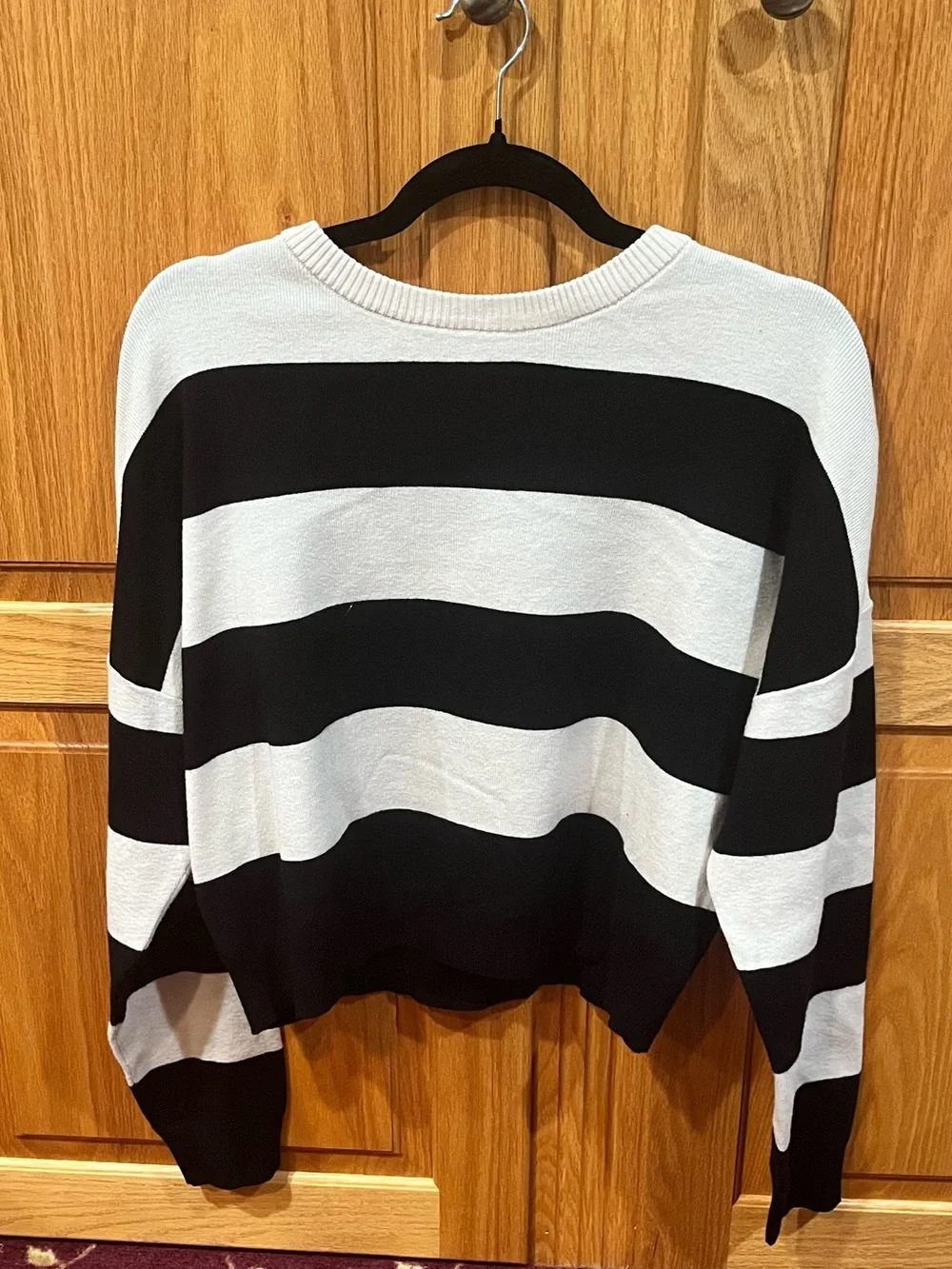 J. CREW Striped Black and White Knit Crew Neck Sweater
